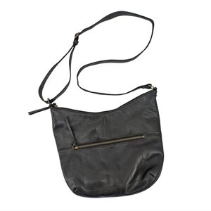 Margot New York Leather Crossbody Hobo Bag Black Large